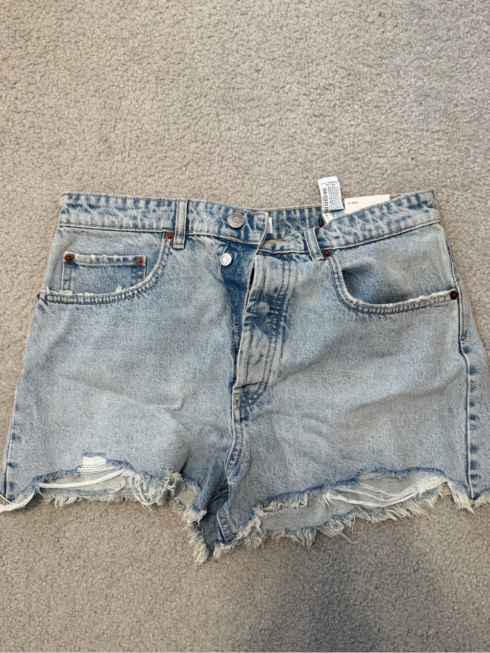 Zara Light Blue Distressed Denim Cutoff Shorts NWT